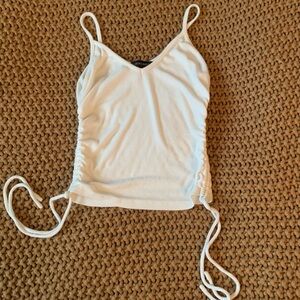 Cotton Candy White Ruched Camisole